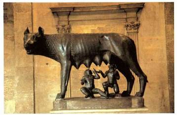 Erromako otseinen, Erromako Errepublikaren hasierako eskultura. Romulo eta Remo haurren estatuatxoak Berpizkunde garaian erantsi zitzaizkion.<br><br>